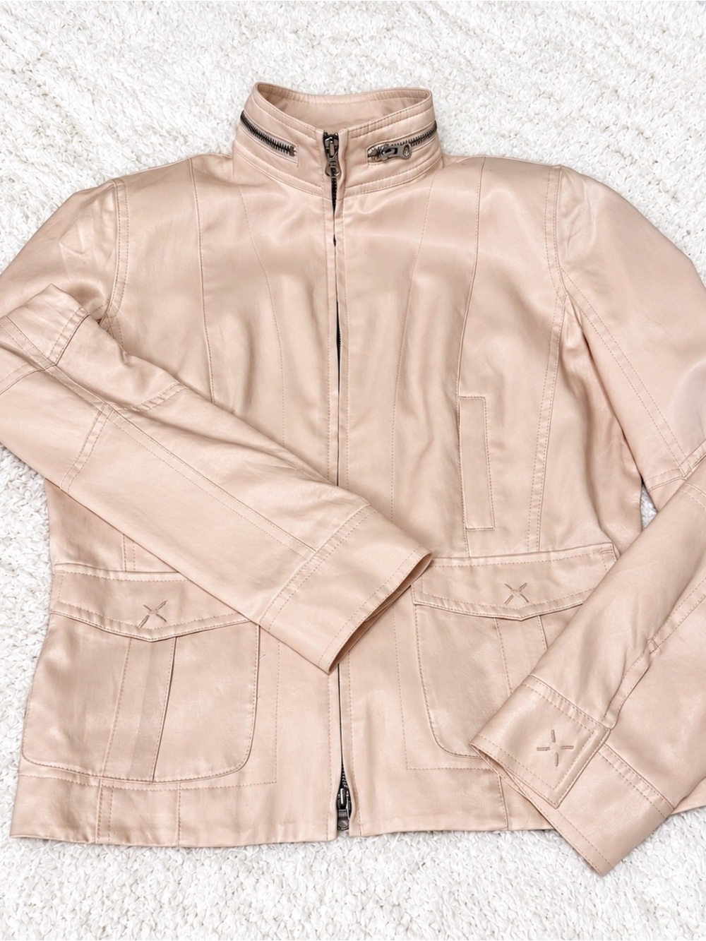 Express Blush Pink Moto Biker Jacket Cotton Viscose Size L